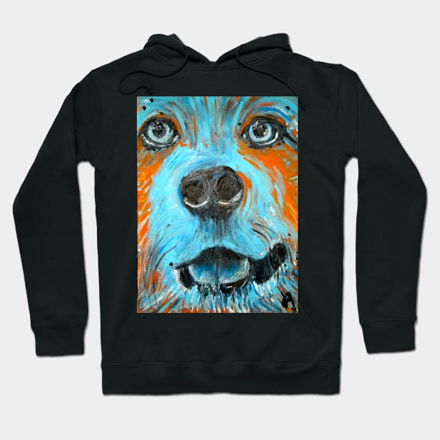 yellow lab in turquiose Hoodie by Jeneralarts